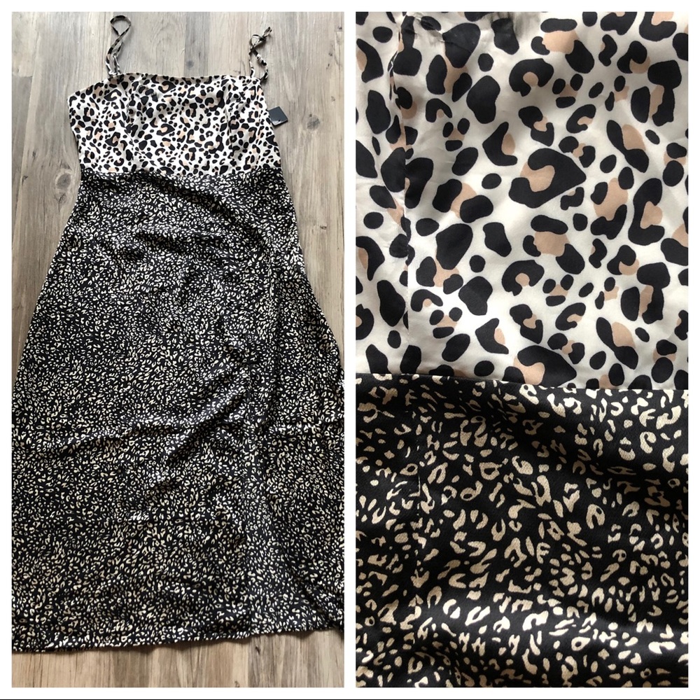 Animal print midi satin dress